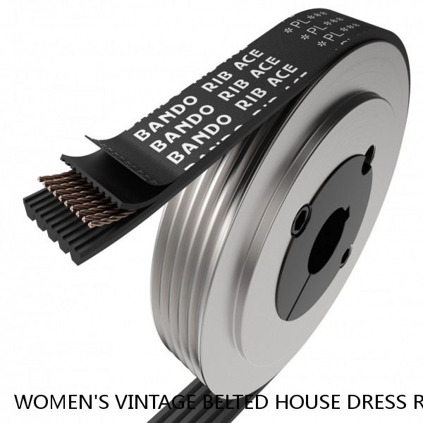 WOMEN'S VINTAGE BELTED HOUSE DRESS RIBBED FLORAL ZIP-UP POCKETS SLIT SIZE LARGE #1 image