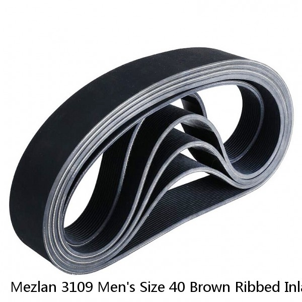 Mezlan 3109 Men's Size 40 Brown Ribbed Inlay Leather Belt Silver Hardware Spain #1 image
